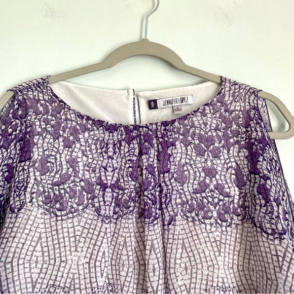 Jennifer Lopez Mosaic Sequined Cold Shoulder Blouse Women’s Small Purple - Picture 5 of 9